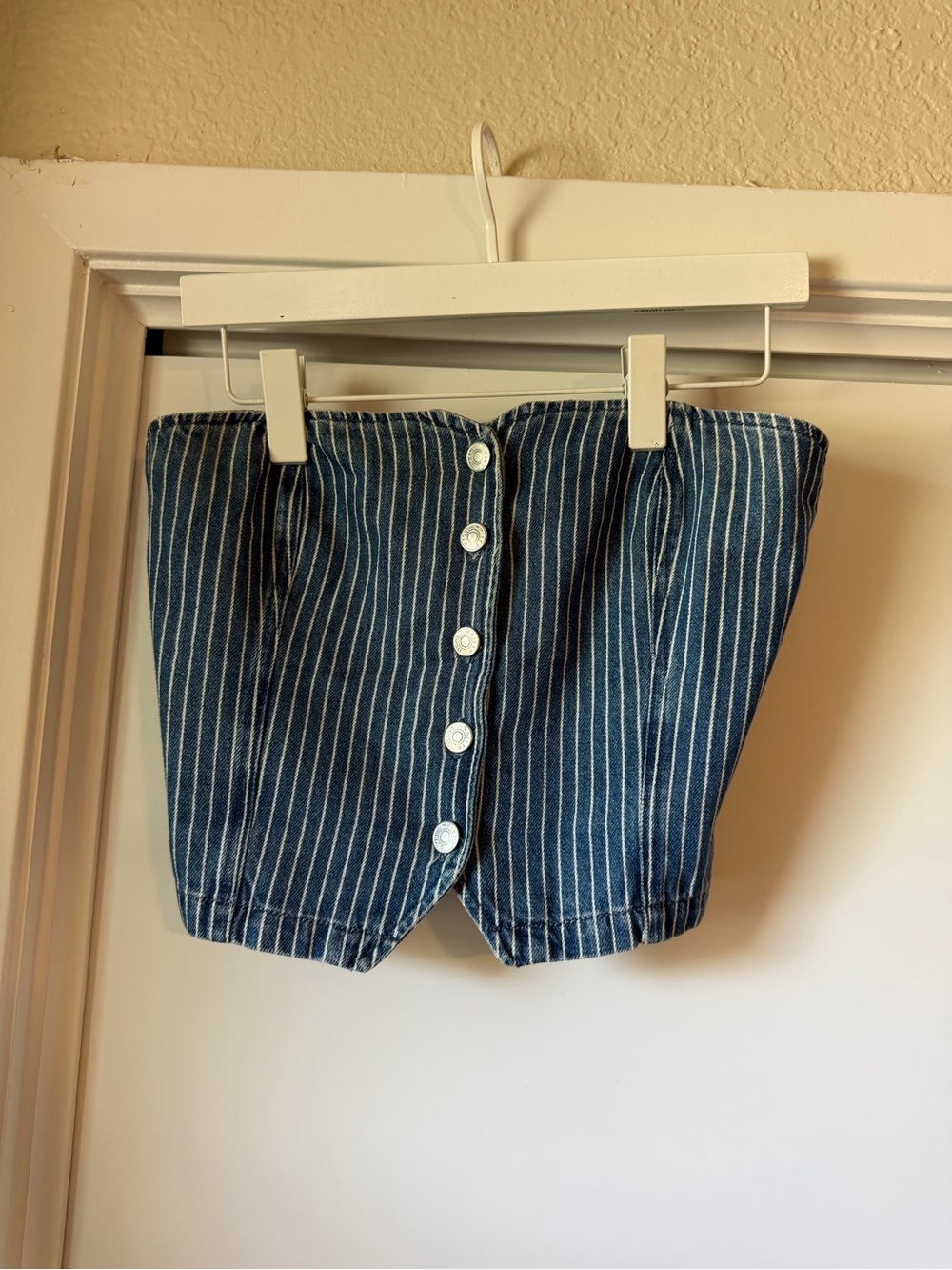 Pinstriped button up corset top